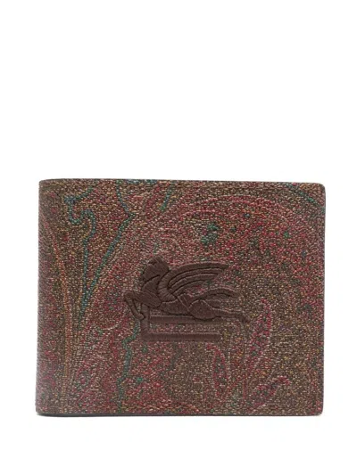 Etro Pagaso Wallet With Print In Brown