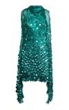 Etro Paillette-embellished Silk Mini Dress In Green