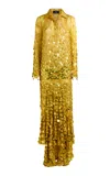 Etro Paillette-embroidered Silk Maxi Dress In Yellow