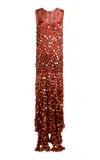 Etro Paillette-embroidered Silk Midi Dress In Red