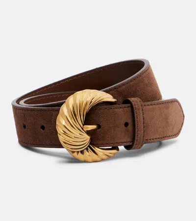 Etro Paisely Suede Belt In Brown