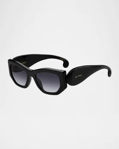 ETRO PAISLEY ACETATE RECTANGULAR SUNGLASSES