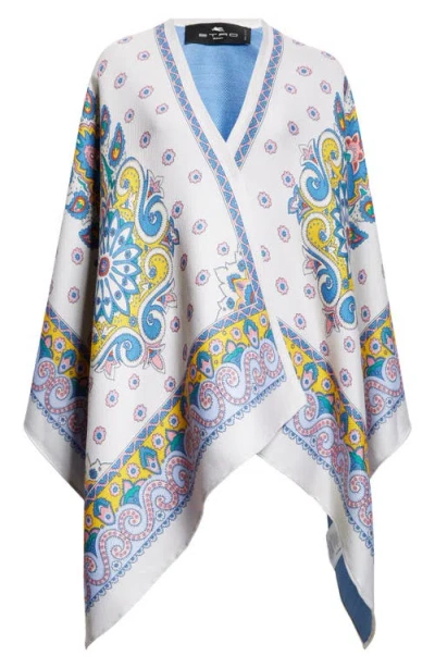 ETRO ETRO PAISLEY & DAISY PRINT WOOL BLEND CAPE