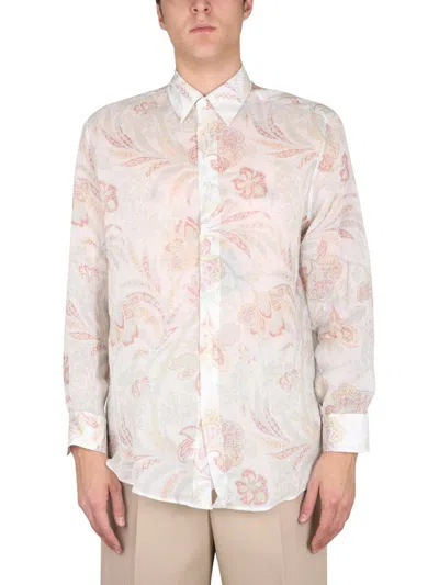 Etro Paisley And Flower Print Shirt In Ivory