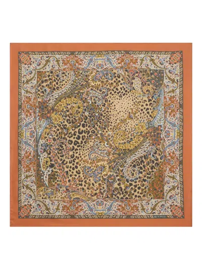 Etro Paisley-animal Motif Scarf In Brown