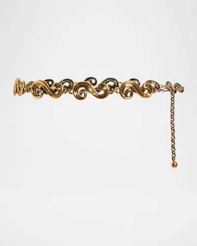 Etro Paisley Applique Chain Belt In Gold 2