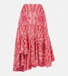 Etro Paisley Print Asymmetric Midi Skirt In Pink