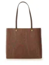 Etro Brown Shopper With All-over Jacquard Paisley Pattern In Brown