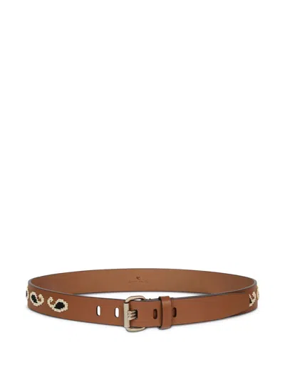 Etro , Beaded Paisley Belt, Man, Light Brown, Size 110