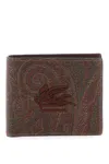 Etro Paisley Bifold Wallet With Pegaso Logo In Brown