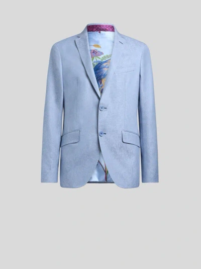 ETRO , PAISLEY COTTON JACQUARD BLAZER, MAN, SKY BLUE, SIZE 58