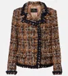 Etro Double-breasted Tweed Jacket In Multi