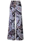 Etro Flared Jeans With Paisley Print In Blue