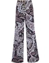 Etro Flared Jeans With Paisley Print In Print On Blue Base