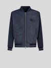 Etro Logo-embroidered Paisley-print Bomber Jacket In Navy Blue