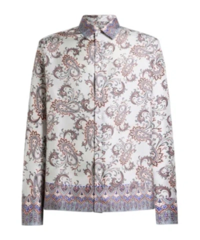 Etro Paisley Border Print Shirt In Black