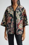 Etro Patterned-jacquard Brocade Jacket In Green Multi