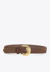 Etro Adjustable Suede Belt Loop Tonal Stitching In Brown