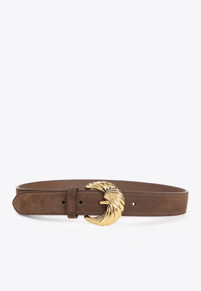 ETRO PAISLEY BUCKLE SUEDE BELT