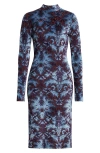 Etro All-over Pattern High-neck Midi Dress In Blue