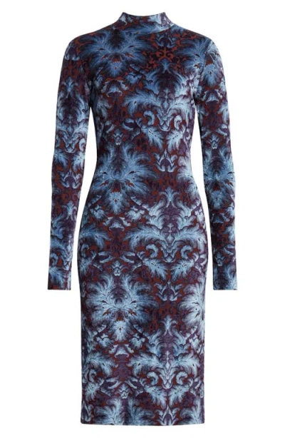 Etro Paisley Burnout Long Sleeve Jersey Dress