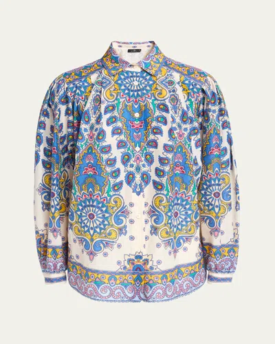 Etro Paisley Button Down Blouse In Print On White Base