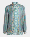 Etro Multi-coloured Silk Paisley Shirt In Green Print