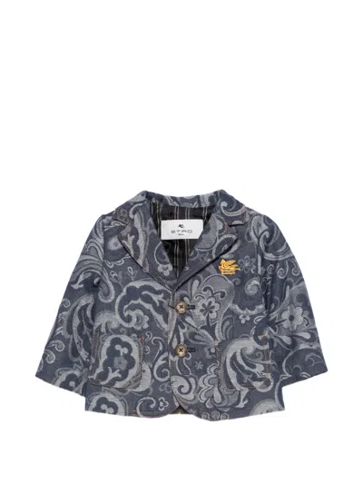 Etro Babies' Paisley Button Jacket In Gray