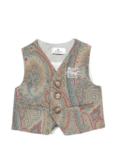 Etro Babies' Paisley Button Vest In Multi