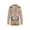 Etro Paisley Print Wool Blend Cardigan In Brown