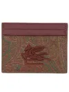 Etro Paisley Card Holder In Bordeaux