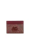 Etro Coated Canvas Card Holder With Paisley Motif In Brown