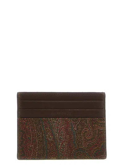 Etro Paisley Card Holder In Brown