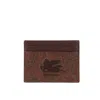 Etro Pegaso Embroidered Card Holder In Red