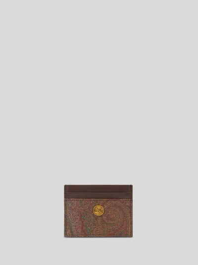 Etro , Paisley Card Holder With Coin, Woman, Brown
