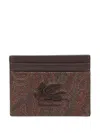 Etro Paisley Card Holder With Pegaso Detail In Brown