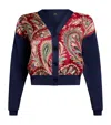 Etro Cropped Cardigan With Printed Insert In Purple