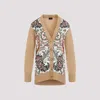 Etro Paisley Print Wool Blend Cardigan In Camel