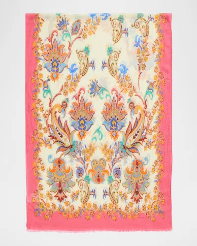 Etro Paisley Cashmere-silk Scarf In White
