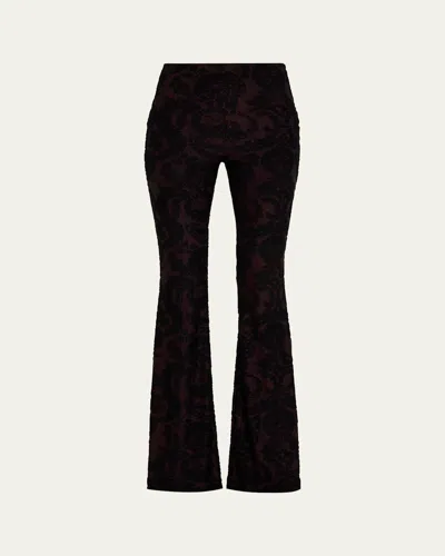 Etro Paisley Chenille Jacquard Flare Pants In Black