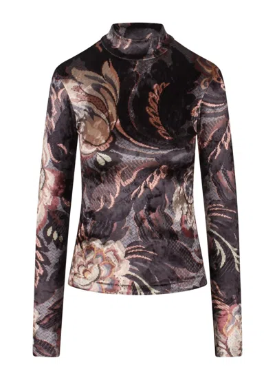 Etro Paisley Chenille Top In Black