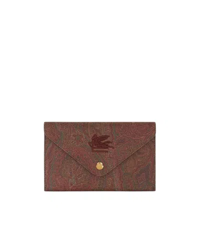 Etro Paisley Clutch Bag In Brown
