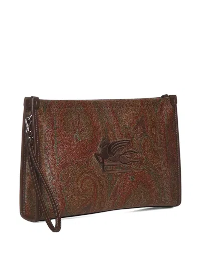 Etro Paisley Clutch Bag In Brown