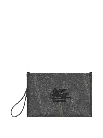 Etro Paisley Clutch In Black