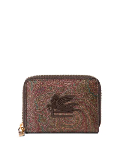 Etro "paisley" Coin Holder In Brown