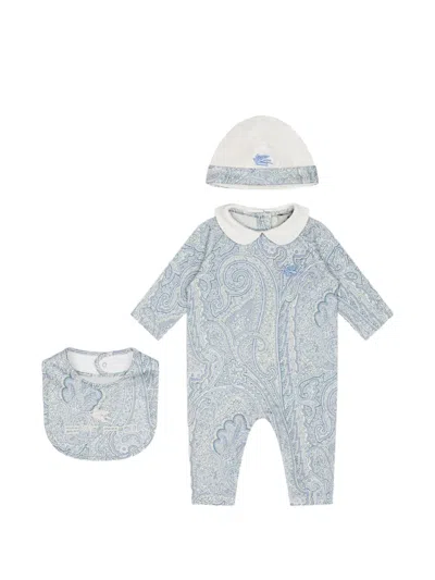 Etro Babies' Paisley Collared Onesie Set In Multi