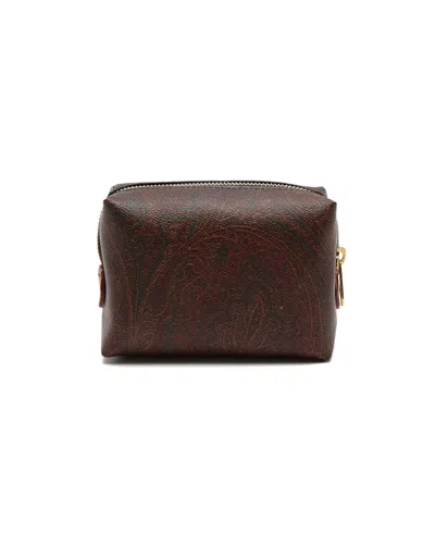 Pre-owned Etro Paisley Cosmetic Pouch In Brown
