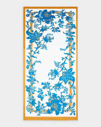 Etro Paisley Cotton & Silk Scarf In Blue