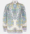 Etro Paisley Cotton And Silk Shirt In Blue