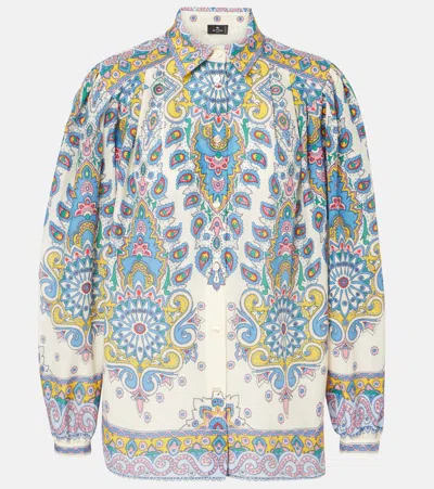 Etro Paisley Cotton And Silk Shirt In Print On White Base
